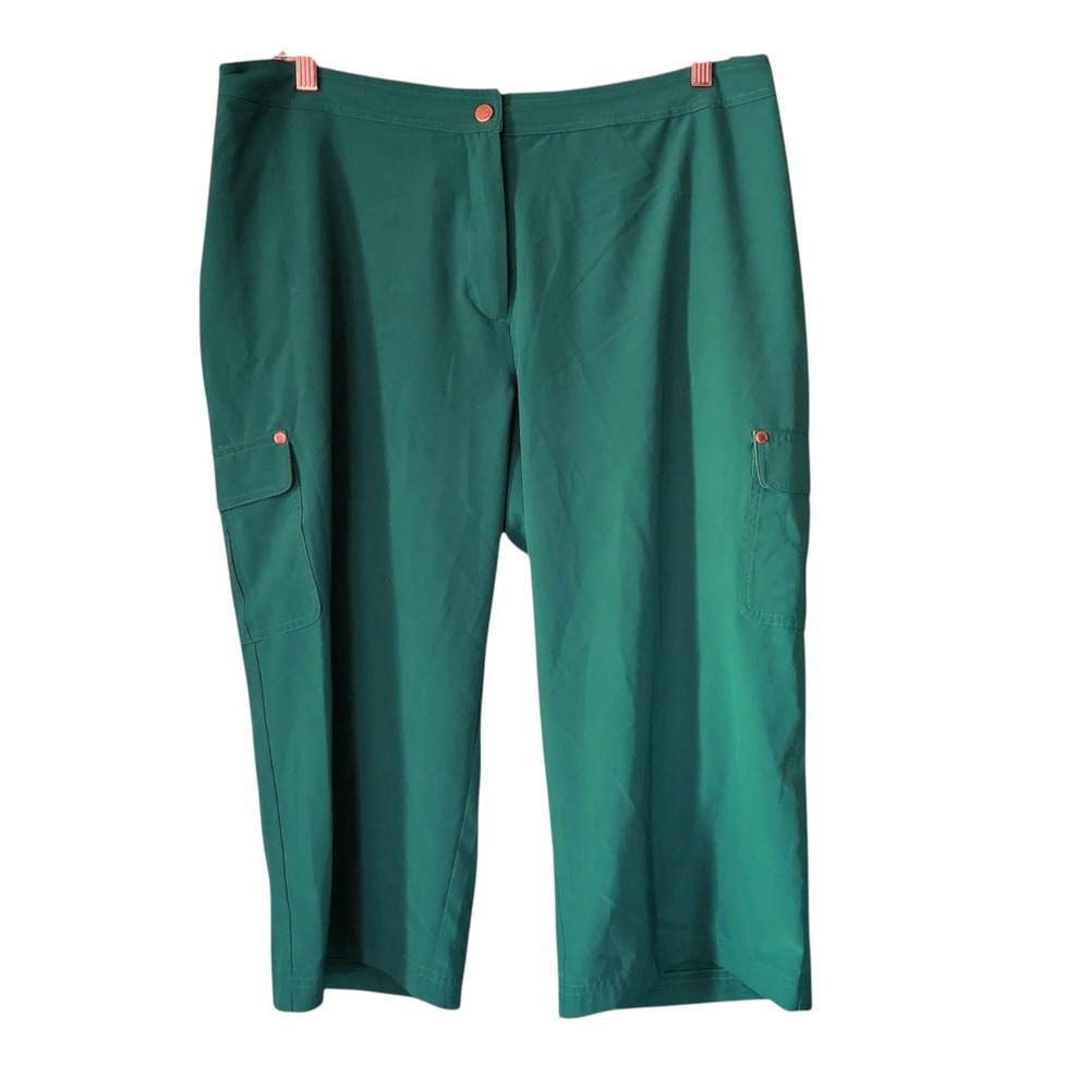 Chico's Zenergy Size 3 XL 16 Cargo Pants Pine‎ Green Drawstring Cropped Elastic